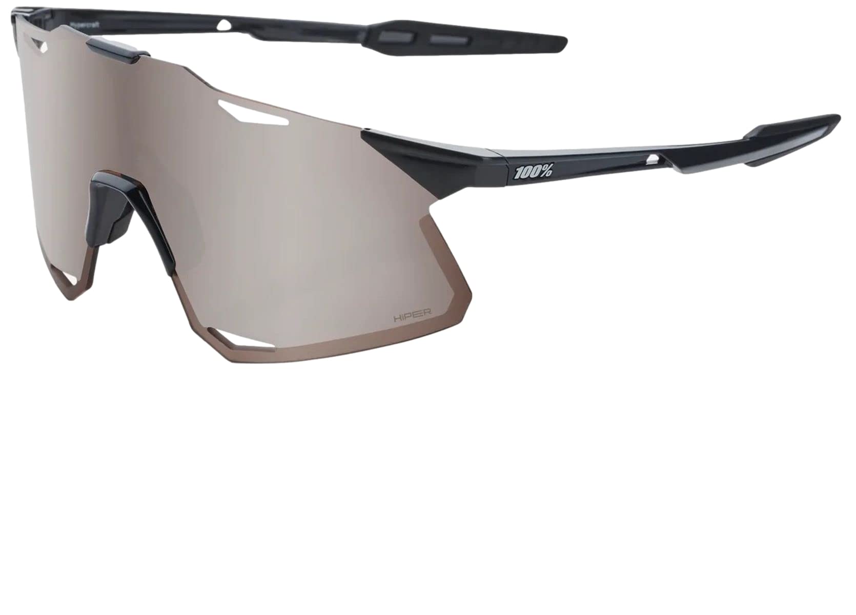 100%100% HYPERCRAFT Sport Performance Frameless Sunglasses (Gloss Black - HiPER Silver Mirror Lens)