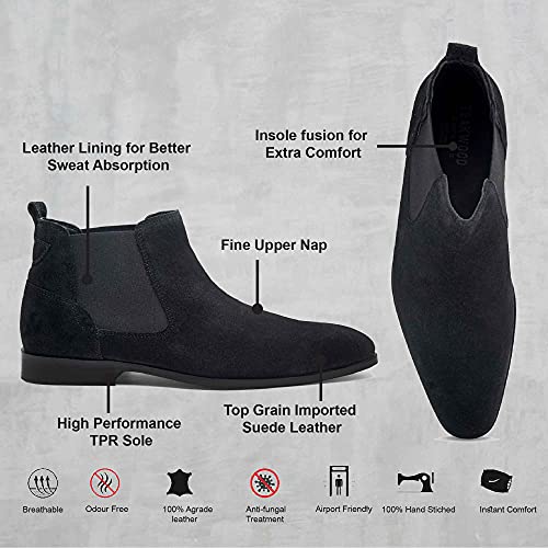 Image of Teakwood Suede Leather Mid Ankle Classic Boots Shoes for Men