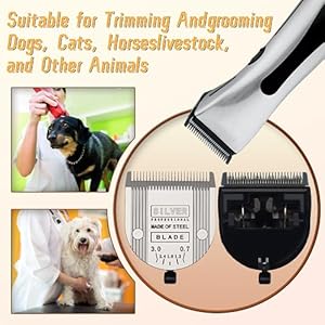 Professional animal 5 in 1 adjustable blade compatible with wahl arco bravura chromado creativa figura and motion pet dog and horse clippers replacement for wahl fine 2179 301 Silver 3pcs   cucciolini doodles
