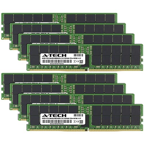 Image of A-Tech 512GB Kit (8x64GB) DDR5 4800MHz PC5-38400 ECC RDIMM 2Rx4 (EC8 10x4) Dual Rank 1.1V ECC Registered DIMM 288-Pin Server RAM Memory Upgrade Modules (A-Tech Enterprise Series)
