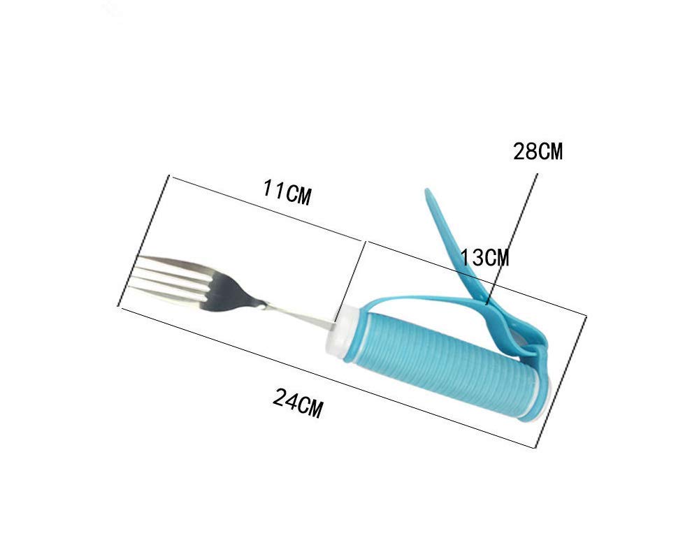 Kit forchetta e Cucchiaio adattivi in 2 Pezzi - Utensili Pieghevoli per Parkinson, Anziani, artrite, Ictus e Presa Debole - Set di Posate Easy Grip