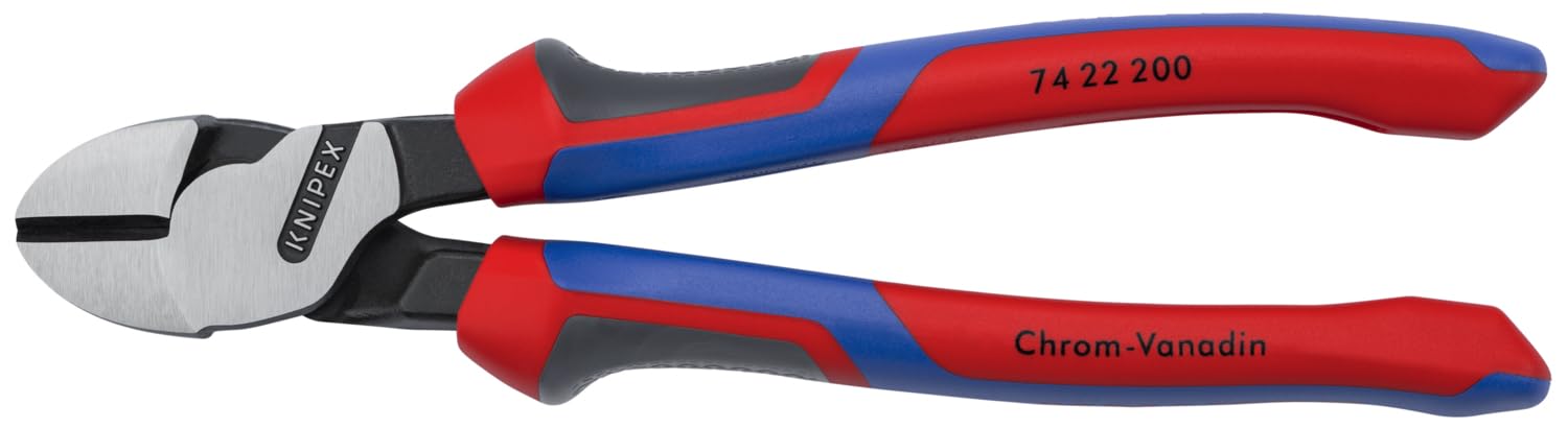 Knipex Pince coupante de côté à forte démultiplication, 74 22 200 | Avec poignées confort 200 mm
