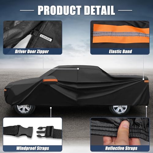 Image of X AUTOHAUX Car Cover for Toyota Tacoma Crew Cab Pickup 2005-2021 Aluminum Film Outdoor Waterproof Sun Rain Snow Hail Protection with Driver Door Zipper