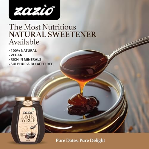 Image of Zazio Date Syrup 500GX2 | Natural Sweetener for Desserts, Pancakes & Baking | No Added Sugar | Healthy & Delicious,Made in UAE (Pack Of 2)