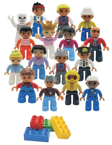 Kids Toys People Figures for Kids - Preschool Toys Building Blocks People Set for Kids - Compatible with Major Brands Building Blocks for Toddlers 1-6 - STEM Building Toys - (16 Toy Figures People)