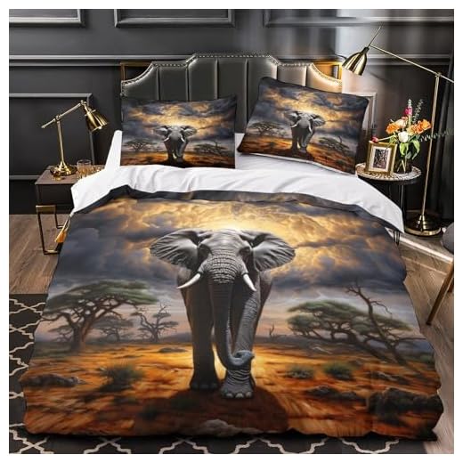Elefante hiperrealista 3D Impresión Patrones artísticos Familiar Y Niños Funda De Edredón Funda Nórdica Y Funda De Almohada con Cremallera Juego De Ropa De Cama Microfibra 3 Piezas Single(140x200cm)
