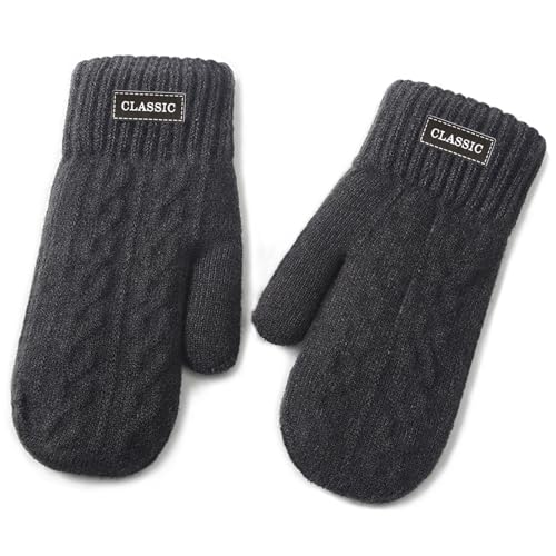 Fausthandschuhe Herren, Fäustlinge Strick Handschuhe Herren Warme, Winterhandschuhe Fleece Skihandschuhe Männer Winter, Baumwollhandschuhe, Thermo Gloves Men Camping,...