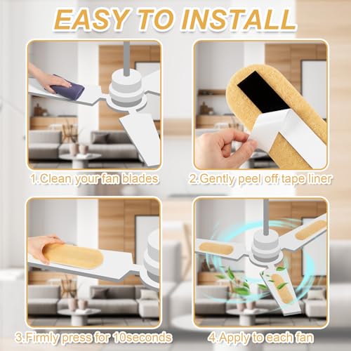 Image of Tuanse 15 Pack Ceiling Fan Filters for Blades, Activated Coconut Activated Zeolite Ceiling Fan Air Filter, Stick Air Filter Purifiers for Common Household Contaminants (Beige)