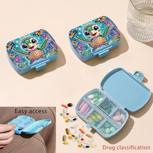 Image of ARTopet Diamond Art Painting Mini Storage Box with 6-Grid Creative Design Compact Portable Small Case for Purse Travel Daily (Sea Turtle)