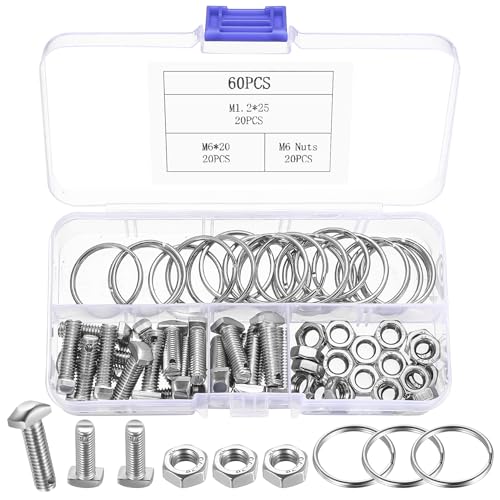 20 Hammerkopfschrauben M6x20mm & 20 Muttern & 20 Edelstahlringe, Edelstahl Hammerkopf Schrauben Muttern Set, Gewächshaus Schrauben mit Ringmutter, Photovoltaik Gewächshaus Zubehör