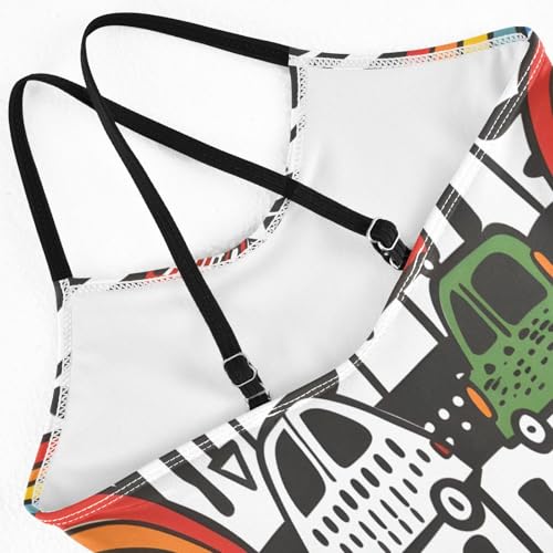 Girl's One Piece Swimsuit Hand Draw Car Beach Bathing Swimwear4