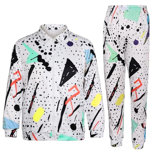 Image of Arssm Retro 80s 90s Outfit Sets for Men Vintage Jacket and Joggers Sweatpants 80s Tracksuit Streetwear
