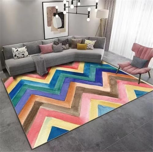 Tapis salon grande taille 120x160cm lavable moderne à vagues
