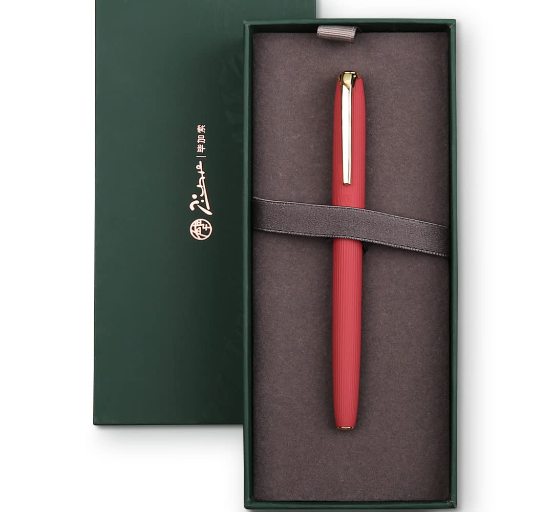Picasso 916 Natural Series Stylo plume en métal avec coffret cadeau (pointe F 0,35 mm, rouge érable)