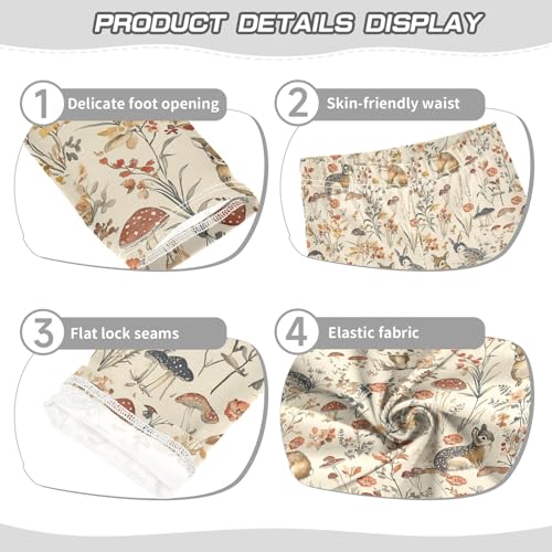 Girls' Athletic Leggings Ankle Length Yoga Dance Pants Kids Teen 4T Retro Mushroom Rabbit3