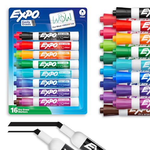 Expo Low Odor Dry Erase Markers Assorted Colors Chisel Tip - Pack of 16