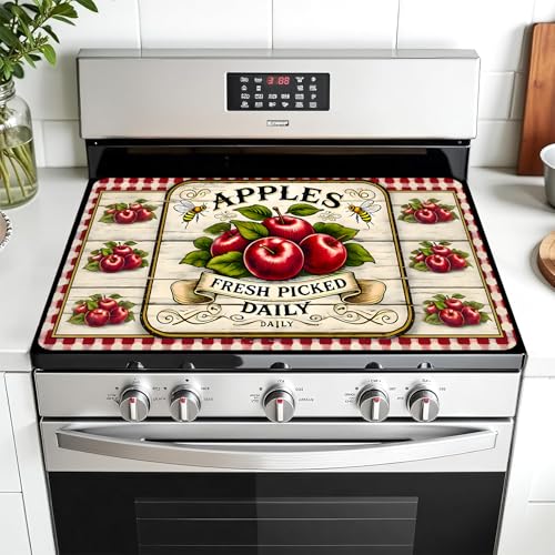 Image of Multi-Design Stove Cover for Glass /Electric Stoves - 3-in-1 Heat-Resistant Protector Mat, Non-Slip Drying Rack 28 inchx20 inch