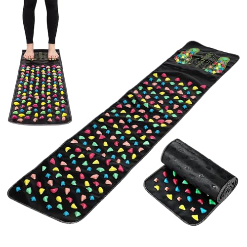 Weciau Foot Massage Mat, 35×120cm Foldable Reflexology Mats, Acupuncture Mat for Feet, Limitation Stone Foot Massage with Chart for Feet Relaxation and Fatigue Relief
