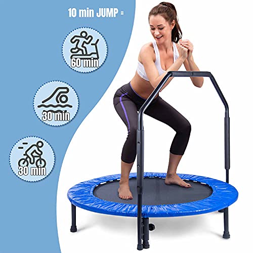 Body & Mind® Fitness-Trampolin, Ø 100 cm, Sprungmatte & mit Haltegriff, inkl. Randabdeckung, Nutzergewicht bis 100 KG… – Bild 5