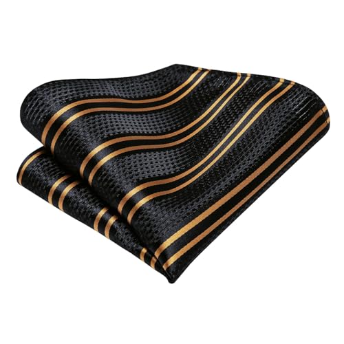 Image of Dubulle Mens Paisley Floral Silk Tie for Men Striped Necktie and Pocket Square Cufflinks Set Wedding Business