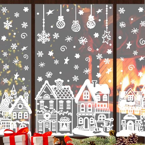 Fensterbilder Weihnachten HäUser, Selbstklebend Fensterdeko...