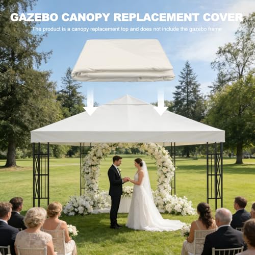 Qdreclod 10x10 FT Replacement Top Canopy Replacement Top Gazebo Cover Single Tier Sun Shade Canopy Cover for Shop, Yard, Outdoors Commercial Use Gazebo Canopy Top Replacement (Beige) - Thumbnail 5