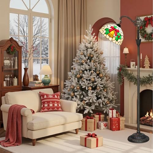 Image of Christmas Lamp Tiffany Floor Lamp Yellow Bell Stained Glass Lamp Gooseneck Adjustable Corner Vintage Style Corner Standing Reading Light Lamp Bedroom Living Room Sofa Antique Home Christmas Decoration