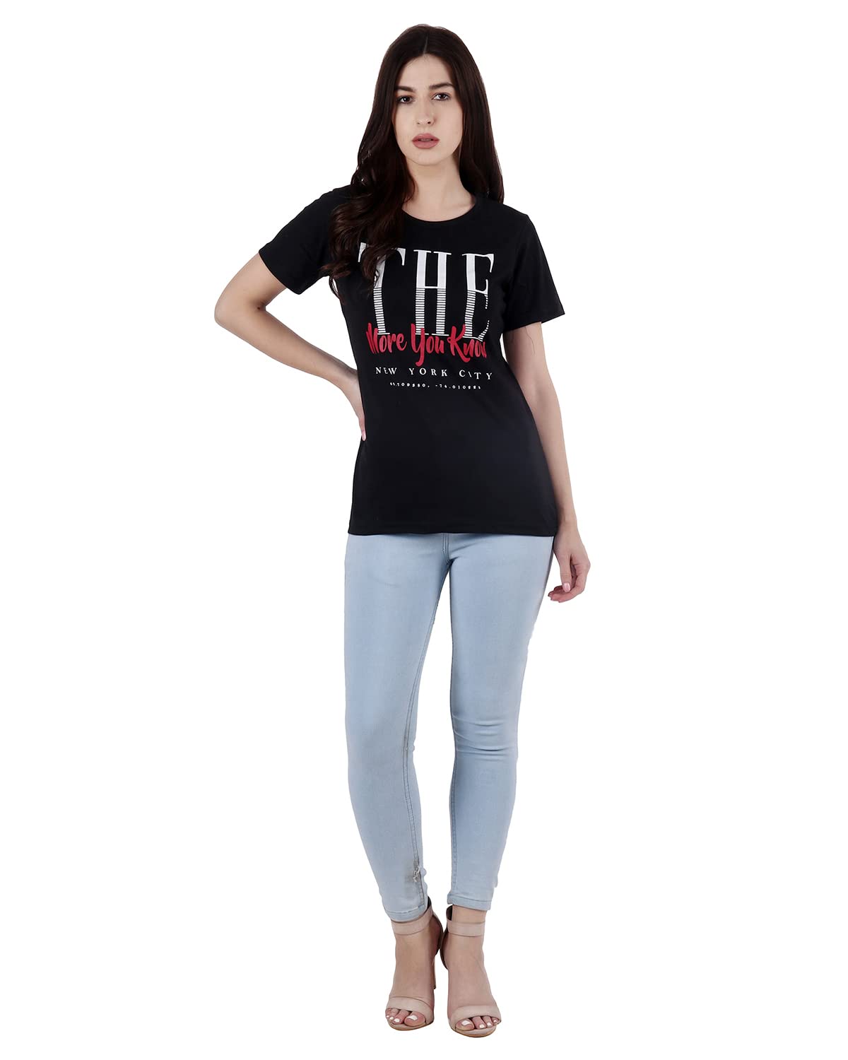 AF affairWomen's Round Neck Graphic Print Half Sleeves Top & Tshirt