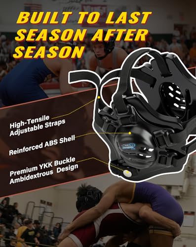 Trymaker Wrestling Headgear, Head Gear for Men and Youth with Chin Cup, Dual-Layer Ear Guard for MMA, BJJ (for Users Age 10+)