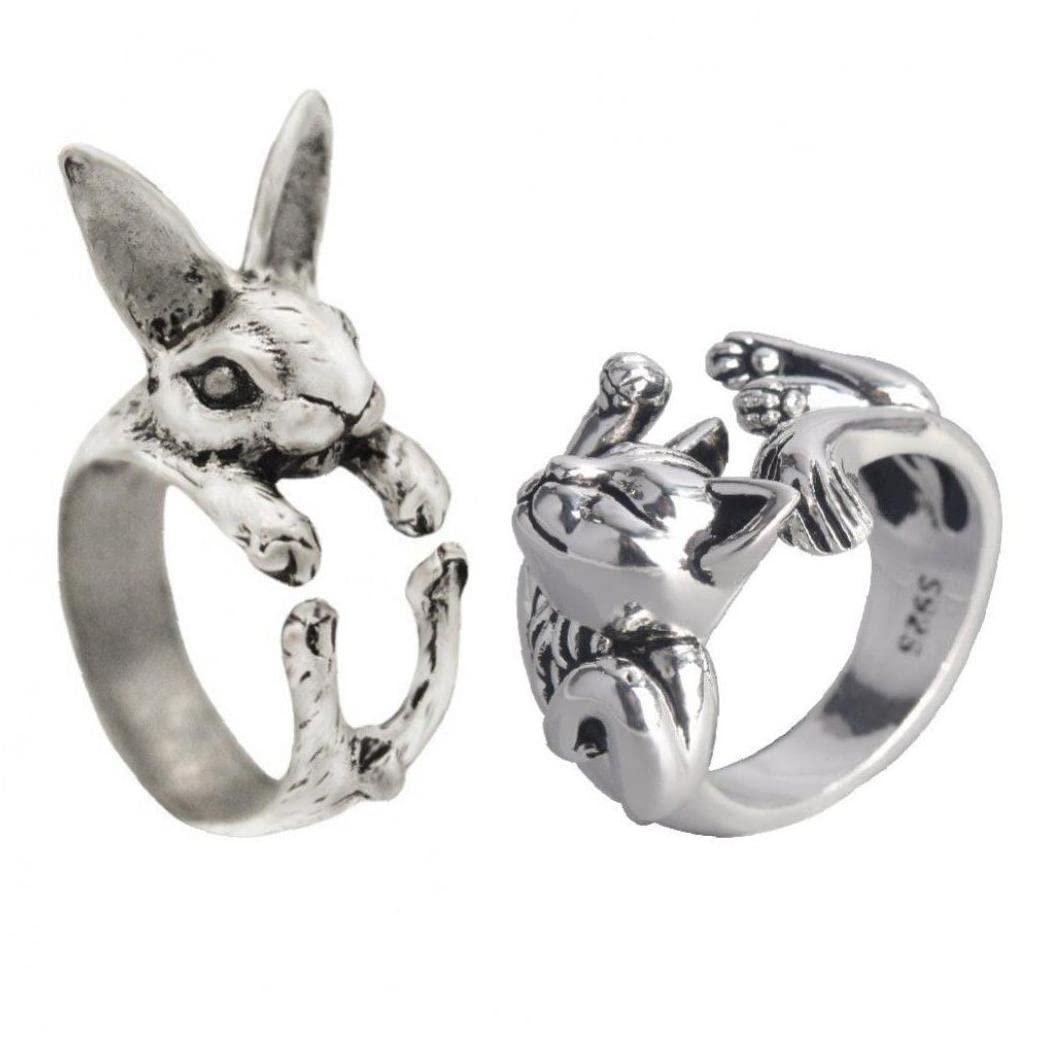 Amazon.co.jp: 猫 ウサギ リング ヴィンテージ シック アニマル