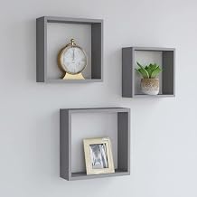 Shelf,Shelving Wall Mounted,Hanging Shelves for Wall,White Floating Shelves,Wall Cube Shelves 3 pcs Gray MDFfloating Wall Shelves,Wall Shelves for Bedroom,White Shelves,