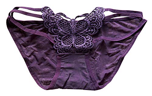 Meykiss Women's Sexy Burrerfly Hollow Out Thong Lingerie Panty One Size Purple