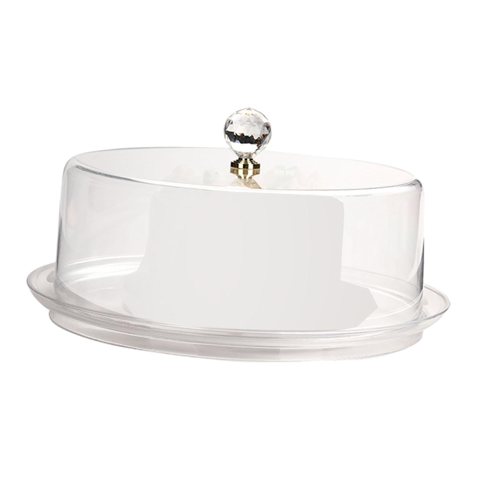 perfk Soporte para Tartas de acrílico con Tapa en Forma de cúpula, Bandeja para Tartas Transparente y Redonda, Soporte para Tartas Cubierto para Cocina, 34 X 34 X 13 Cm