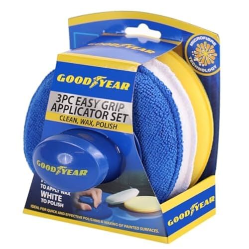 Goodyear 3pc Applicator Set Specially Designed Microfiber Pad For Cleaning Your Vehicle|Ideal For Polishing And Waxing Of Painted Surfaces|Thick Microfiber Evenly Distributes Pressure For Application