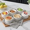 MALACASA Ramekins 8 oz Oven Safe, Porcelain Creme Brulee Ramekins Pudding Custard Cups Ceramic Souffle Dishes Ramakan Ramiken Ramicans Baking Bowls Set of 6, White, Series RAMEKIN-DISH #4