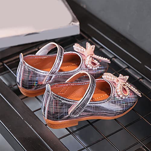 Fashion Autumn Girls Casual Shoes Flat Lightweight Pearl Rhinestone Bow Cute Dress Shoes Toddler Boy Rain Boots (Pink, 12-15 Months) #TOP6