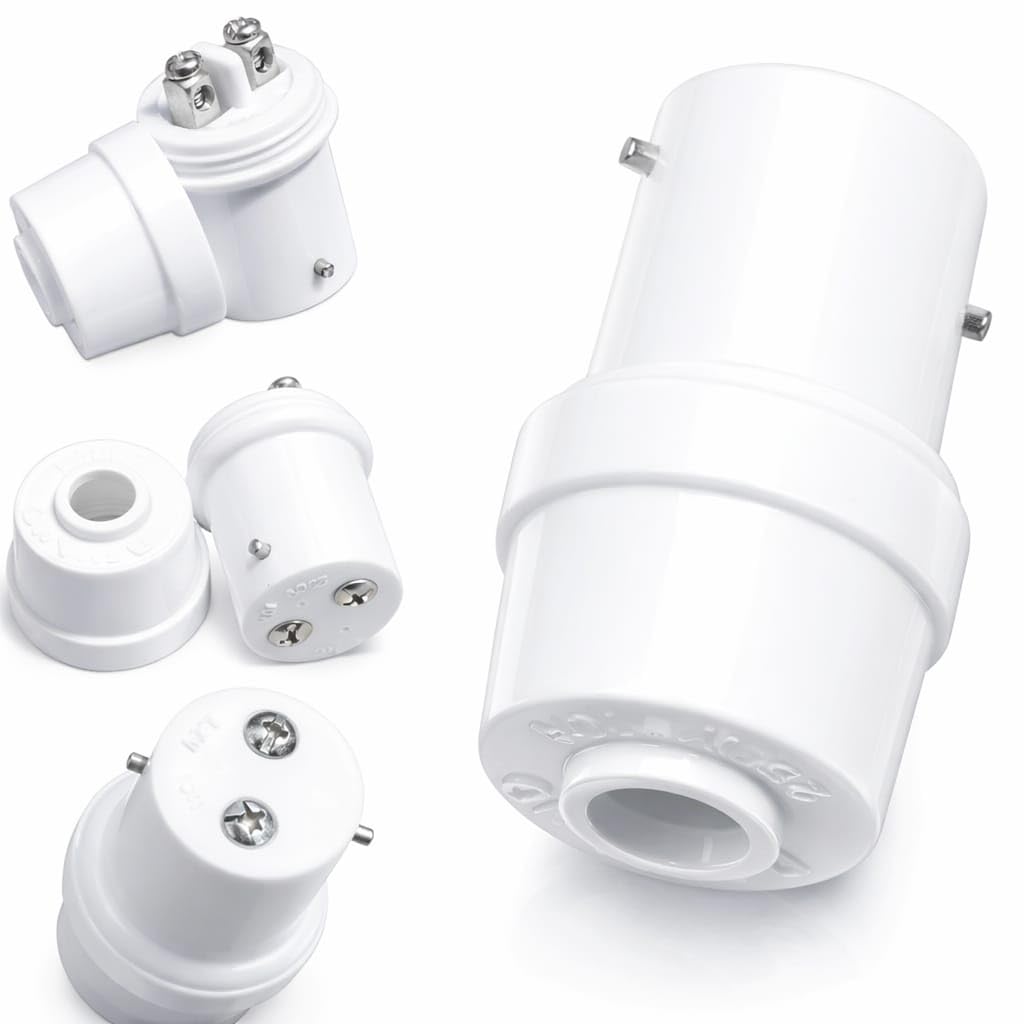 Pack of 5 - B22 Adaptor Plug Connector Lamp Socket Extension Bayonet Light BC Bulb Holder UK