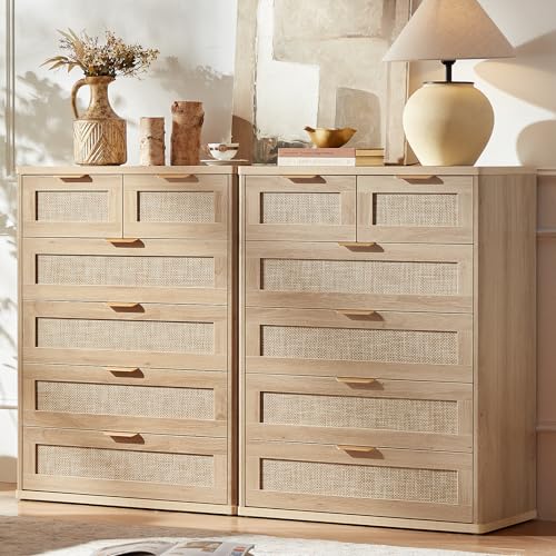 LEYAOYAO Rattan Dresser for Bedroom Set of 2, 41