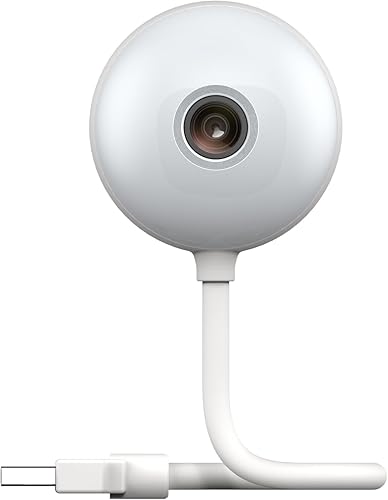 Luna - Cámara pequeña para interiores, WiFi de 2.4 GHz, visión nocturna a color, foco, alertas inteligentes GenAI, cable corto USB flexible de 6