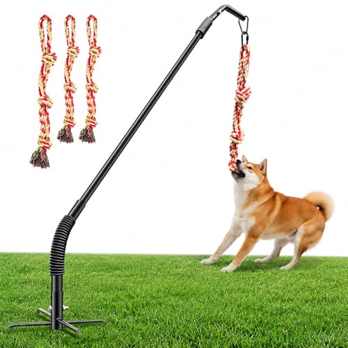DESELL Tug of War Tether Outdoor Doy Rope Toy, 3 Ropes