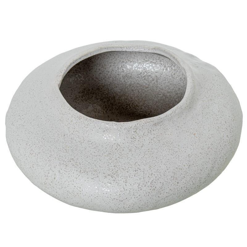 Vase de table rond céramique blanc DRW pour bouquet de fleurs