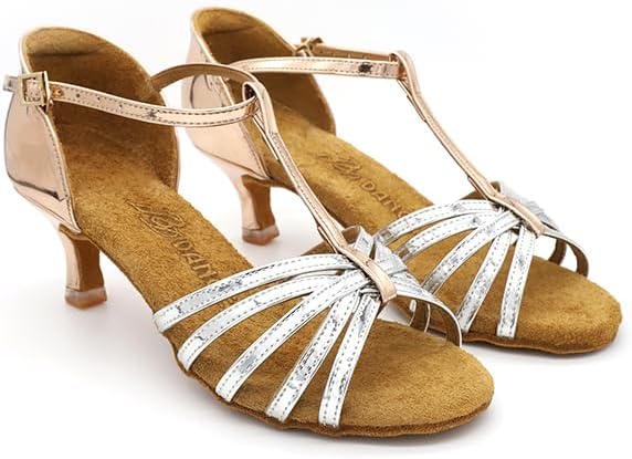 Professional Women's Latin Dance Shoes BD Ballroom Sandals Bachata Tango Jazz Salsa Shoes Silver Rose Gold #2705, 4.5-11