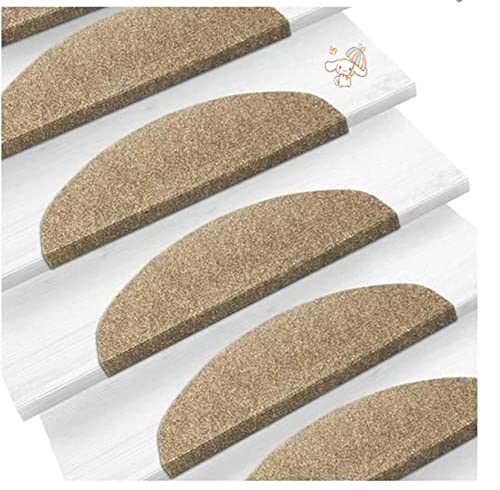 HUOLE - Autocollant - Tapis d'escalier pour intérieur,Lot de 15 Marchettes d'escalier Antidérapant Autocollante Moquette de marches Tapis de Protection d'escalier de Non-glissière,65*21*4cm(marron (15))
