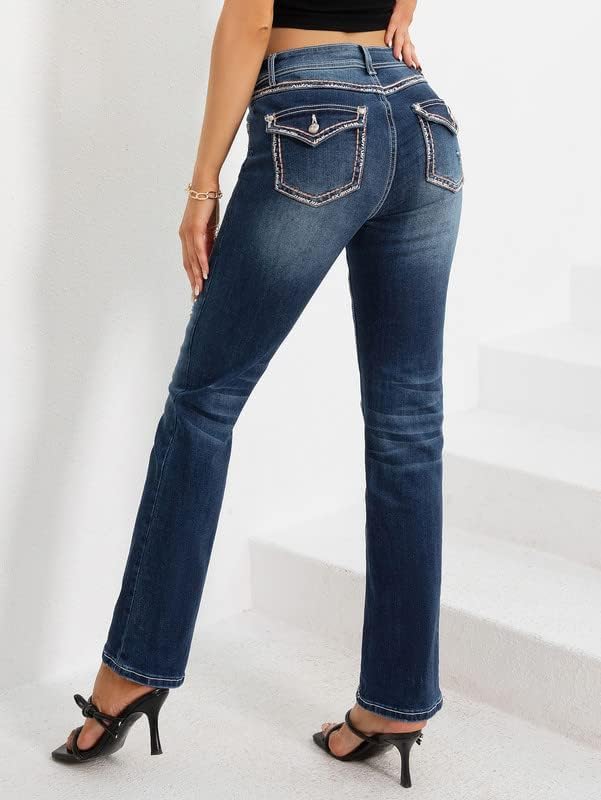 PEIHOT Women’s Jeans 90s Mid Rise Bootcut High Stretch Boot Cut Denim Pants Pantalones De Mujer
