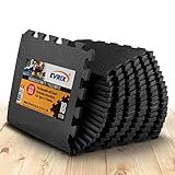 EVRIX® Bodenschutzmatte Fitness extra dick (20% mehr Schutz) - 18 Teile (31x31cm) - Puzzlematte Sportmatte Unterlegmatte Fitnessbodenmatte für Fitnessraum und Fitnessgeräte (Model 1 Schwarz)
