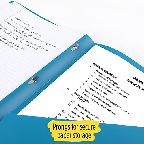 Five Star 2-Pocket Folders, 4 Pack, Plastic Folders With Prong Fasteners, Holds 11” X 8-1/2”, Assorted Colors (38136) #TOP2