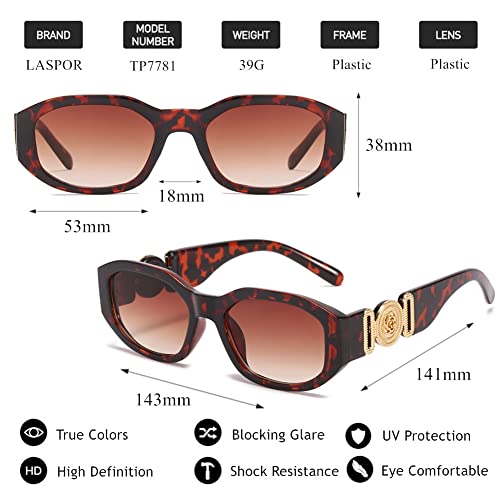 Image of LASPOR Irregular Sunglasses for Women Men Trendy Retro Vintage Rectangle Glasses Hexagon Shades Driving UV400 Protection