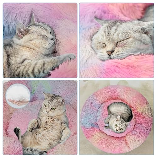 Nisrada Katzenbetten für Indoor-Katzen, 50cm, Hundebett für kleine Melium-große Hunde, waschbares, rundes Haustierbett für Welpen und Kätzchen, mit Rutschfester Unterseite