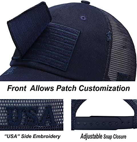 Image of Antourage American Flag Unconstructed Unisex Mesh Snapback Baseball Hat Cap for Men and Women +2 Patriotic Patches Included