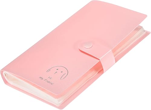 YOKIVE Portatarjetas de negocios, estuche portátil de plástico para mantener la tarjeta ordenada, ideal para oficina, hogar (rosa, 7.56 pulgadas)